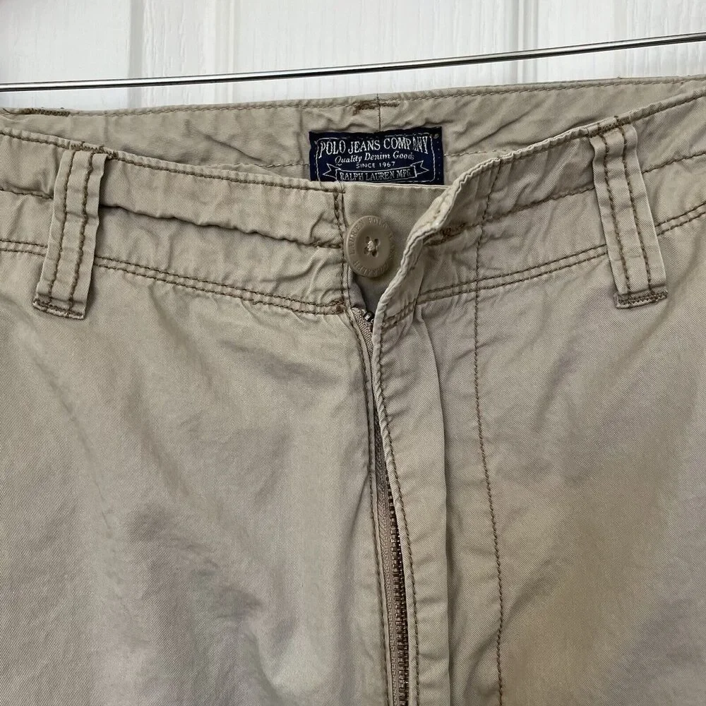 Polo Jeans Co Ralph Lauren Cargo Shorts Mens‎ 36 Khaki TDMK Service 55-TWR